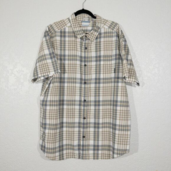 New Columbia British Tan Grid Thompson Hill Il‎ Yarn Dye Shirt Size XL - Picture 1 of 7